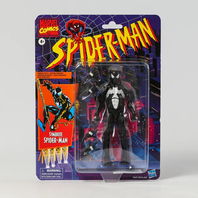 6-INCH SPIDER-MAN SYMBIOTE Marvel Legends Retro Spiderman Action Figure ...