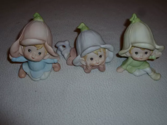 Vintage Homco Elf Elves Pixie Woodland Fairy Fairies Figurine Lot Taiwan Ceramic