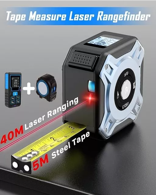 Metro Laser Misuratore a Nastro Portatile con Display Digitale LCD per Lunghezza