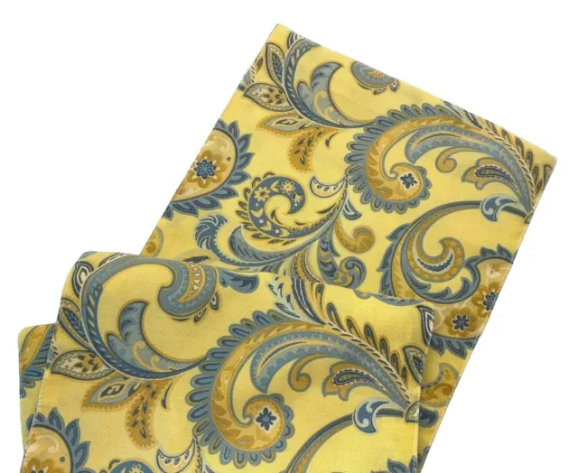 Paisley Table Runner 65 Inch with Center Opening Vintage Yellow Blue Handmade