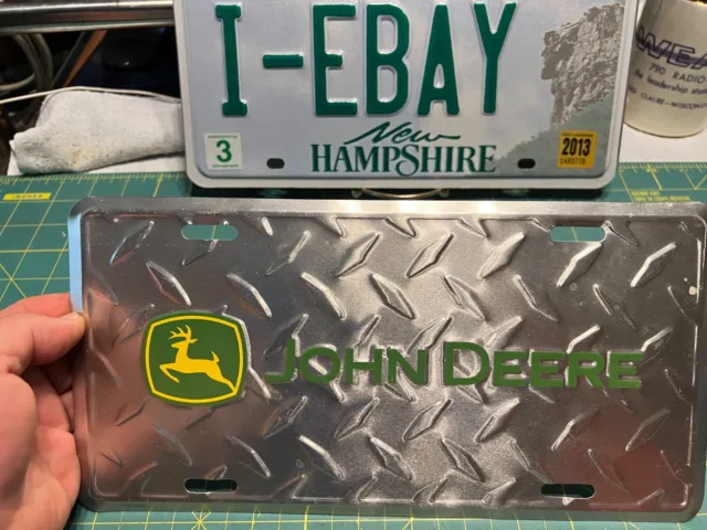 NEW John Deere License Plate Diamond Pattern Metal Licensed Product #2480