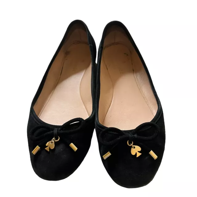 Kate Spade New York Women's size 6.5 M Willa Ballet Flats Bow Black Suede