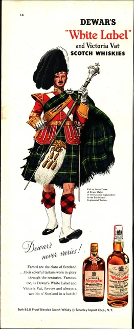 1955 Dewar's Scotch Original Advertisement: White Label & Victoria Vat drum a5
