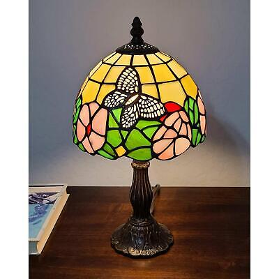 Mini 15-inch Tiffany Style Stained Butterfly Accent Table Lamp Nightstand Desk