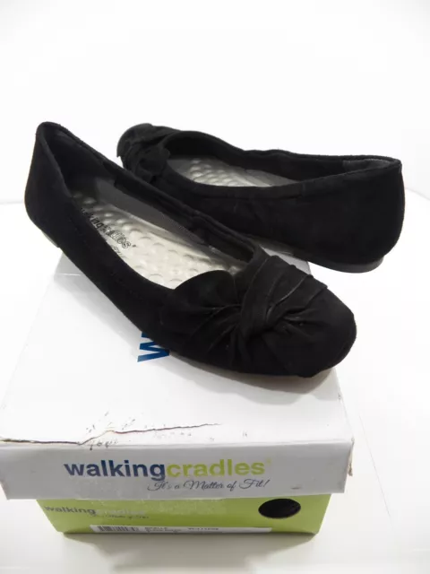 Walking Cradles Brielle New Nwb Womens 7 N 100% Suede Leather Flats Shoes Black