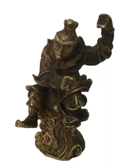 Antique ~ Chinese Solid Bronze Carving ~ SUN WUKONG ~ Rare ~ 4.5”
