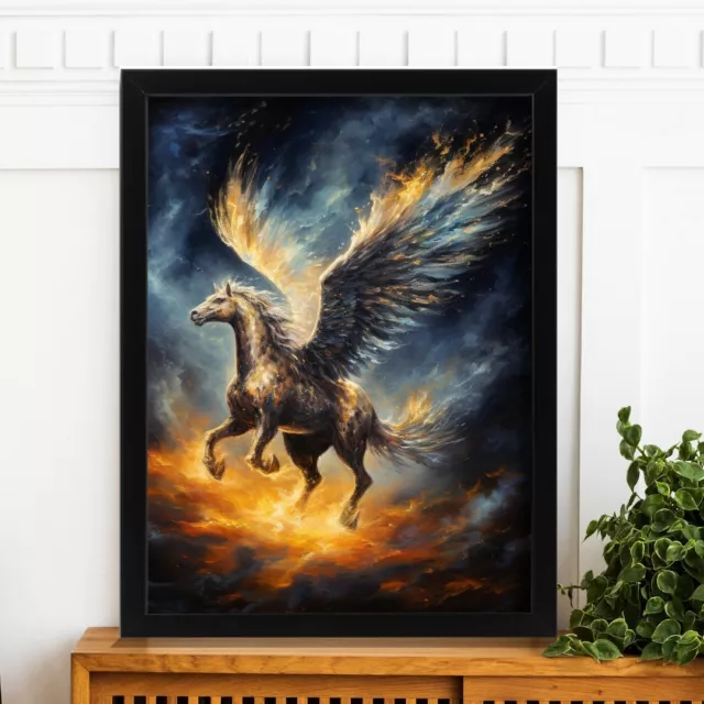 Pegasus Wall Art White Horse With Wings Poster Flying Horse Artwork Horse Print