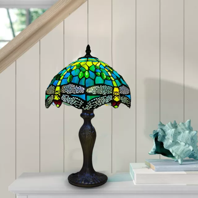 Lampada da tavolo stile Tiffany antica arte colorata vetro colorato lampada da comodino