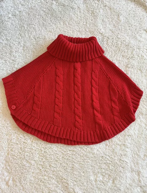 Carter’s Holiday Red Toddler Cable Knit Poncho Sweater Size 4T
