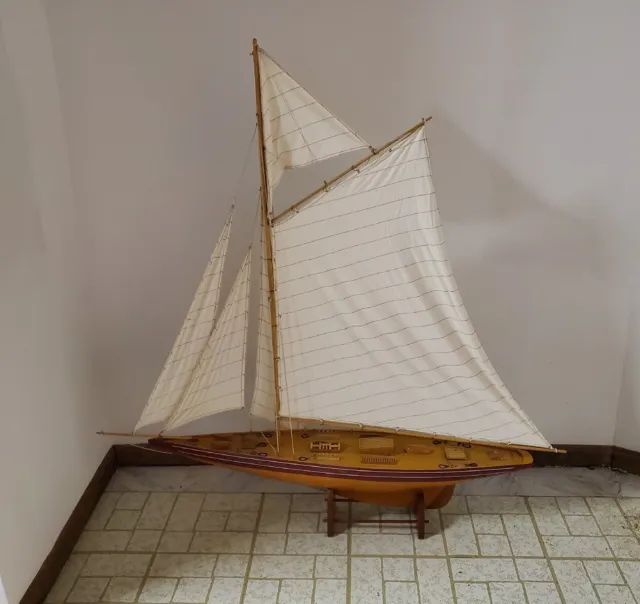 Columbia 1901 America's Cup J Class Yacht Model 45" Wooden Sailboat Built Boat