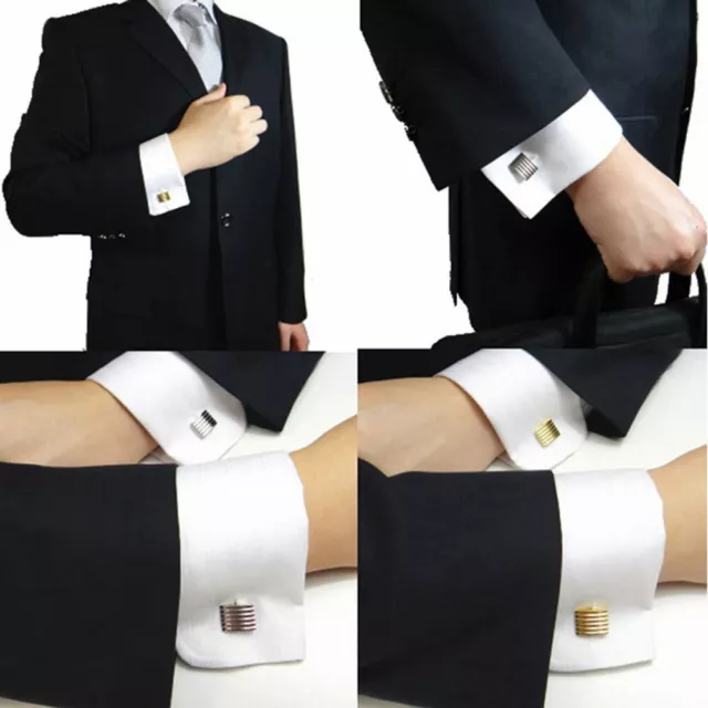 Mens Silver Black Carved Shirt Cufflinks Stainless Fashion Novelty Gift Wedding 2