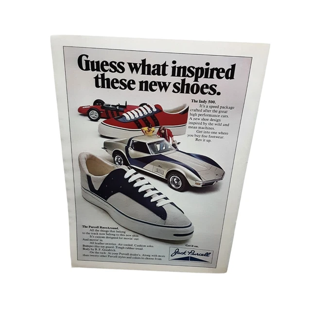 Vintage 1972 Jack Purcell Shoes Corvette Original Ad epherma