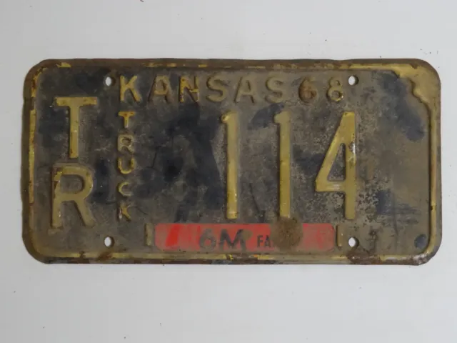 1968 Kansas TR TRUCK 114 License Plate / American Number Plate