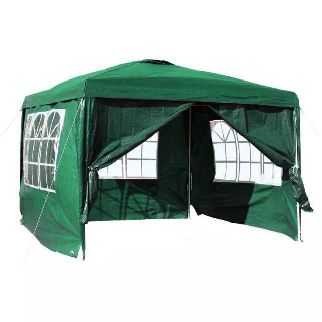 3x3m Pavillon grün abnehmbare Seitenteile Garten Party Festzelt Bierzelt Camping