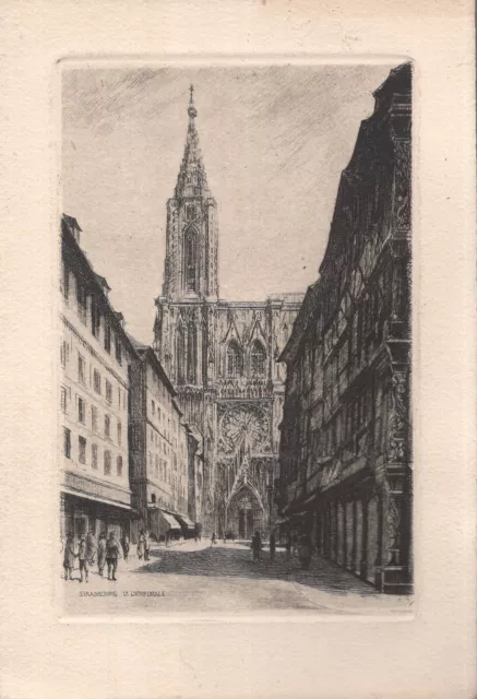 ancien menu gravure la cathédrale de Strasbourg -1951