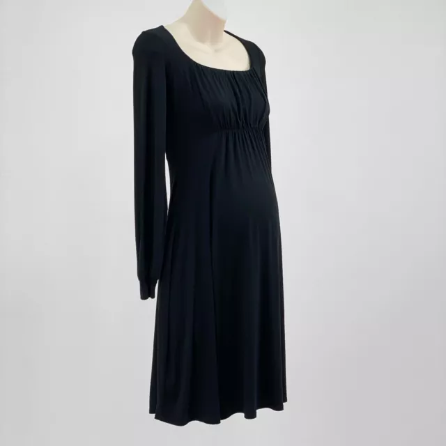 Mamas & Papas Maternity Black Jersey Dress Long Sleeve Size 6 - 18