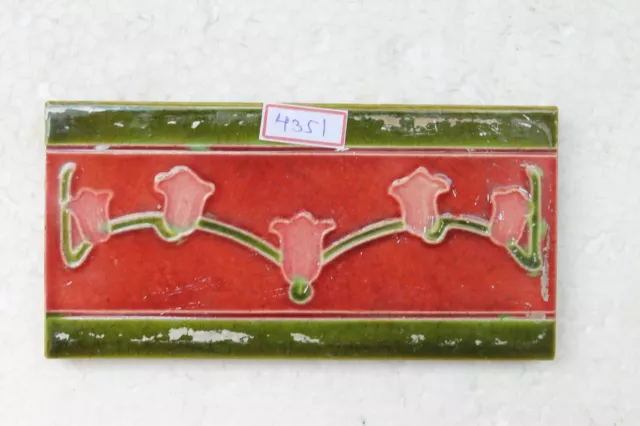 Japan antique art nouveau vintage majolica border tile c1900 NH4351 6