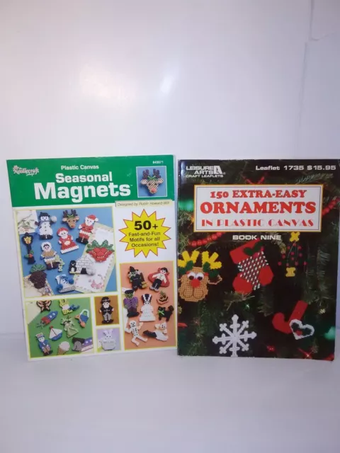 Leisure Arts Ornaments Plastic Canvas 1997 & Extra Easy Books READ NOT EVERY PAG