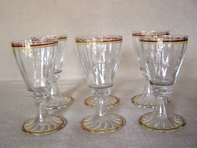 saint louis ? *3113*   6 verres à vin blanc à facettes cristal baccarat daum 