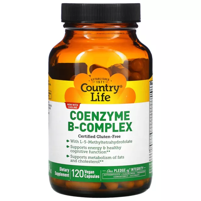 Country Life Coenzym Vitamin B-Komplex 120 vegane Kapseln | Inositol Ergänzung