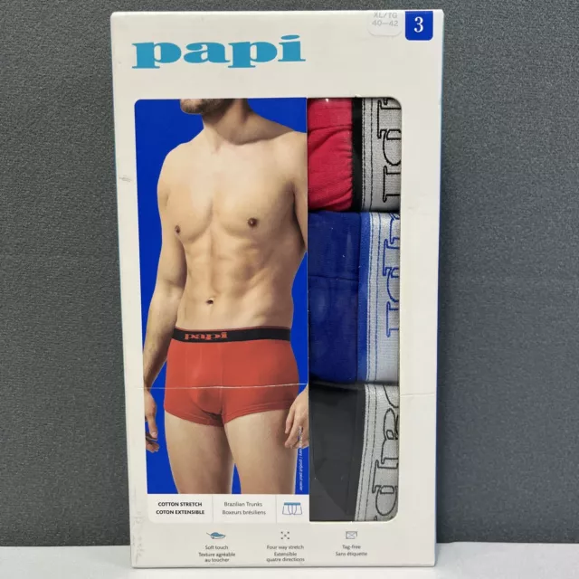 3-Pack Papi Men's Stylish Brazilian Trunks - Papi Underwear Cotton