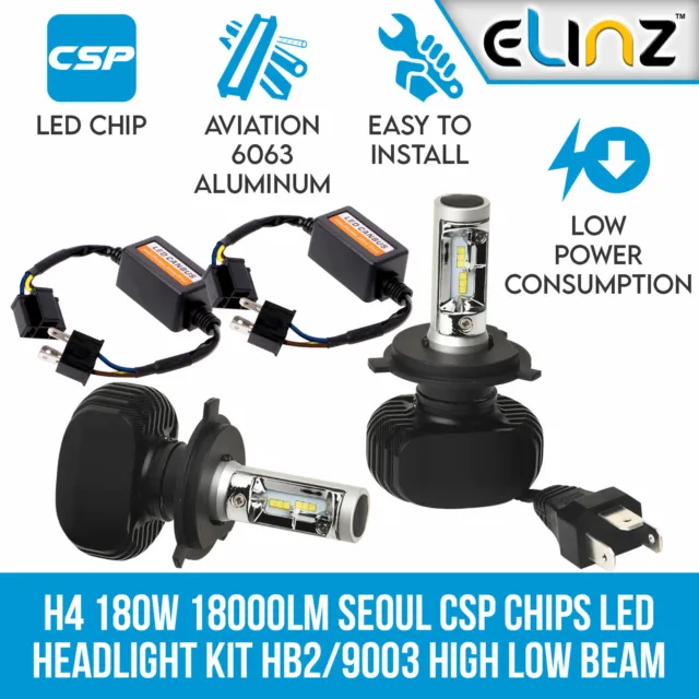 H4 LED Car Headlights Kit 180W 18000LM HB2/9003 High Low Seoul CSP Canbus