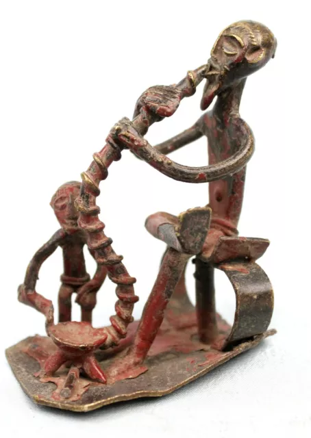 Art African tribal - Antique Figure Musicians Bronze Ashanti - 9,5 CMS