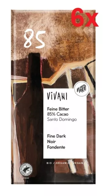 Vivani Feine Bitter 85% Cacao Schokolade vegan bio 6 x 100 g