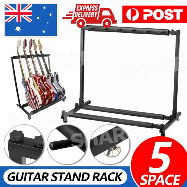 Metal Padded Foam Stylish Guitar Stand Fits 5 Guitars Tidy Storage Display Rack