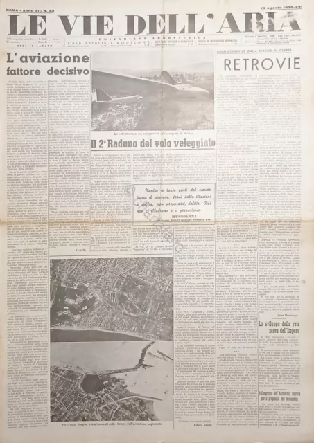 Giornale Aeronautica - Le Vie dell'Aria N. 33 - 2^ Raduno volo veleggiato 1938