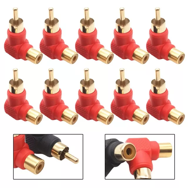 Save Space with 90?? L Type RCA Male to Female Audio Connector ?C Pack of 10