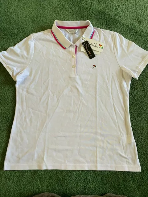 Womens Arnold Palmer White Golf Collared Polo Shirt Size 105/L New