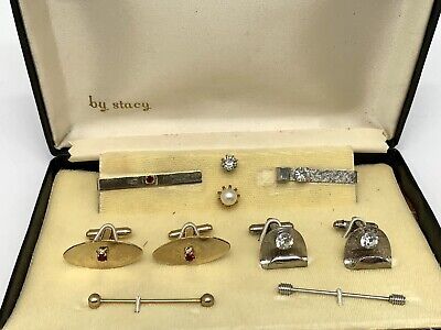 Vintage Men's Jewelry by Stacy Cufflink, Tie Tack, Tie Bar, & Tie Clip 10 pc Set