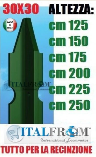 Paletti A T In Ferro Plastificato Verde Per Recinzioni – 10 Pezzi, Altezza 225 Cm, Made In Italy, Resistenza Ottima!