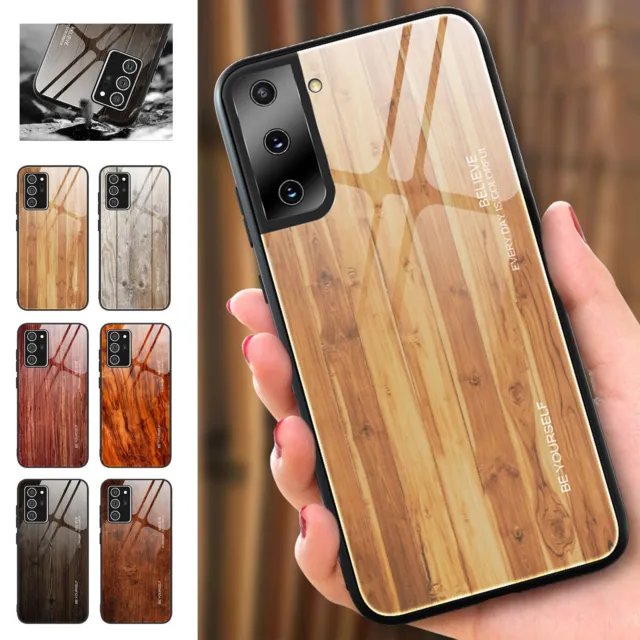 Anti-scratch Case For Samsung Galaxy S22 Plus Ultra Glossy Wood Pattern Cover