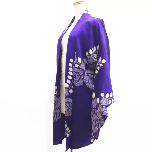 "RESERVED" 9118D3 Silk Vintage Japanese Kimono Haori Jacket Paulownia Shibori