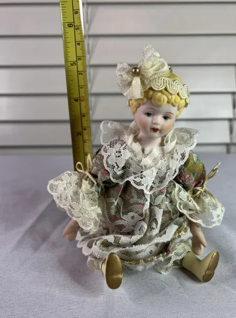 Vintage Mini 6” Porcelain Bisque China Fashion Doll Ornament 11