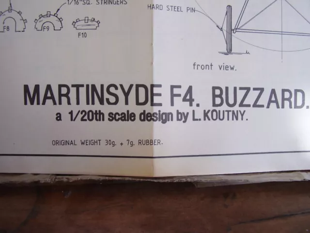 Original Model Aircraft Plan  Martinsyde F4 Buzzard 1993 2