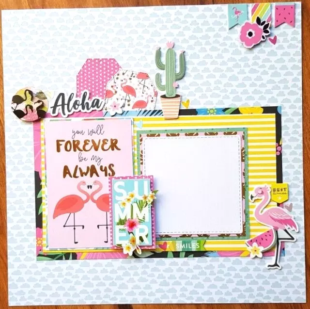 Handmade Premade Scrapbook Page 12 x 12 Layout Summer Holidays Pages