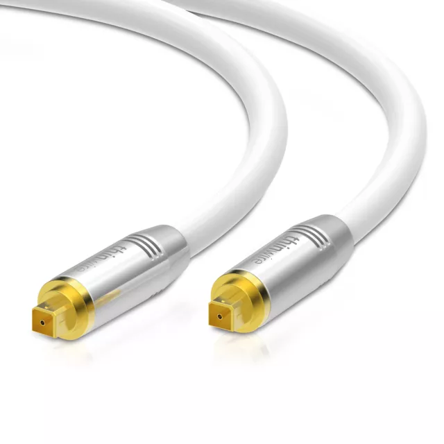 Toslink Câble Thinwire Premium HQ Câble Optique Audio Avec Métallique Blanc