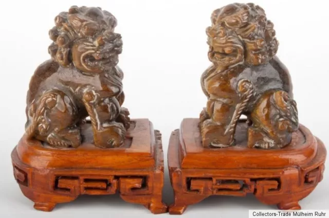 China 20 Jh A Pair Of Chinese Hardstone Figures Of Buddhist Lions Cinese Chinois