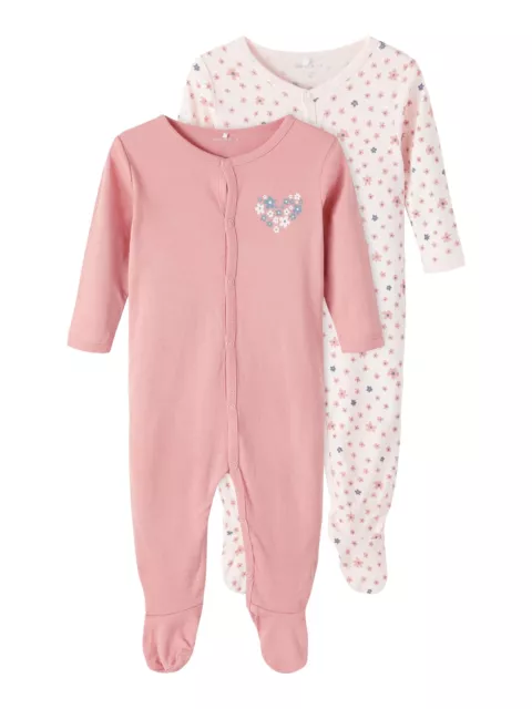 Name it Baby Mädchen Schlafanzug 2er Pack Gr.50-98 NBFNIGHTSUIT W/F FLOWER