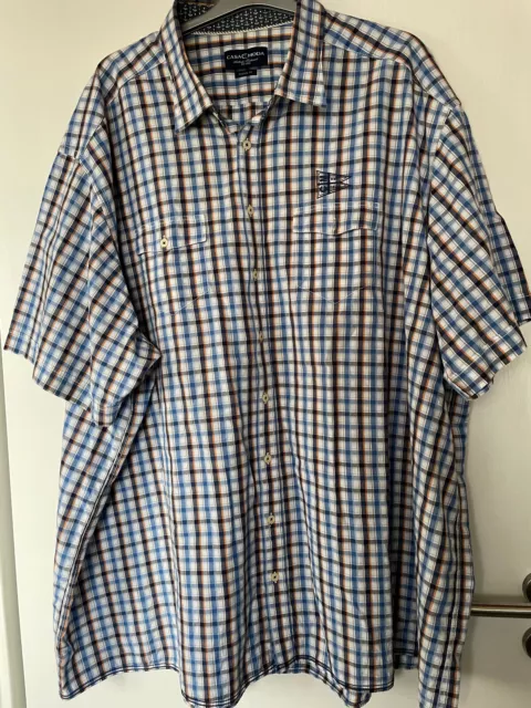 Casa Moda, Hemd, Gr. 6 xl, blau-weiss-orange kariert, Kurzarm