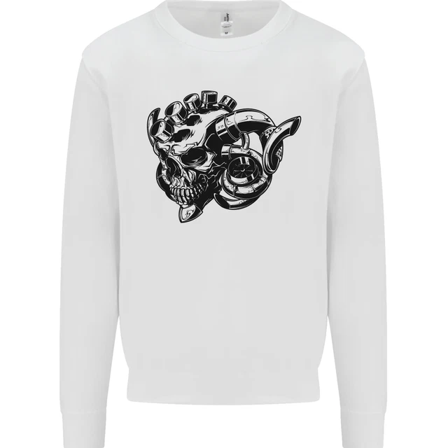 Turbo Skull Car Enthusiast Engine Drifting Kids Sweatshirt Jumper