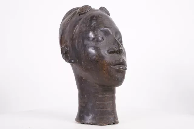 Benin Bronze Kopf 12 " -nigeria - Afrikanische Tribal Kunst