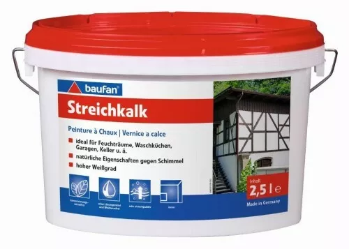 Baufan Streichkalk 2,5 L Kalkfarbe Mineralfarbe Sumpfkalk Schimmelwidrig