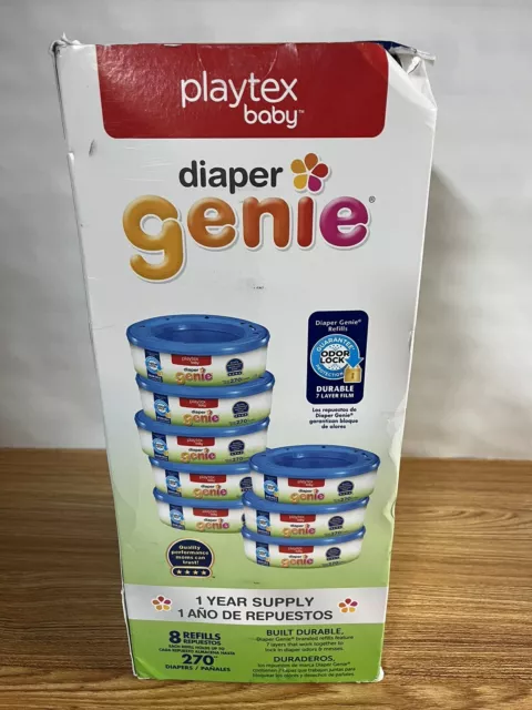 Diaper Genie Refill Bags 270 Ct  8 Pack Odor Lock 1 Year Supply New Open Box