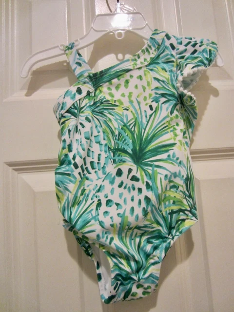 Janie And Jack Green Tropical  1 Piece Swimsuit NWOT 18-24 Month