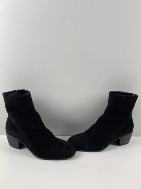 Giuseppe Zanotti Black Suede Round Toe Side Zip Block Heel Ankle Boots Womens 40