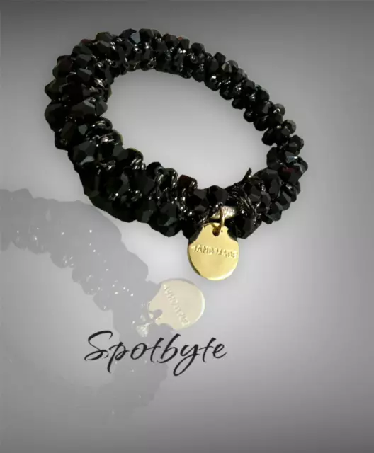 Bracciale Braccialetto elastico Donna color nero con ciondolo color oro